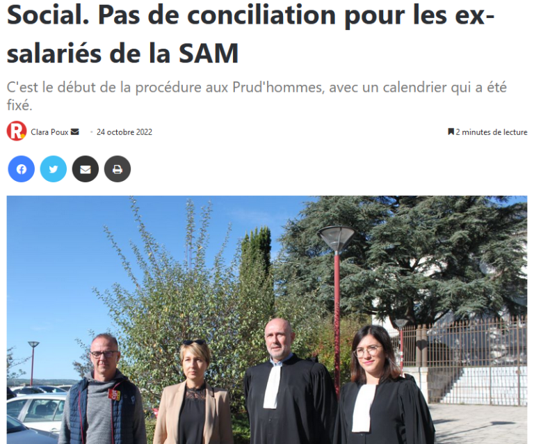 Social. Pas de conciliation pour les ex-salariés de la SAM